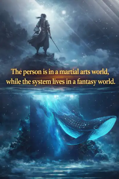 The person is in a martial arts world, while the system lives in a fantasy world